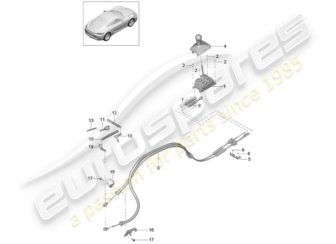 Porsche 718 Cayman (2017) SHIFT MECHANISM Part Diagram