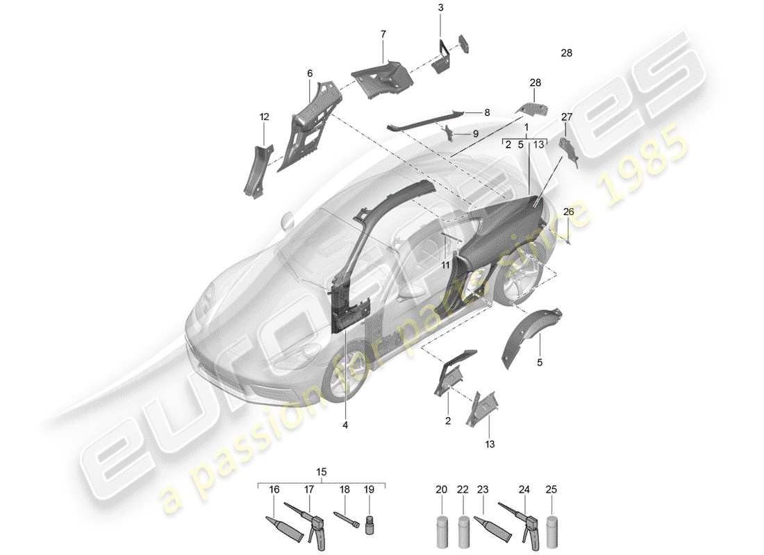 Porsche 718 Cayman (2017) SIDE PANEL Part Diagram
