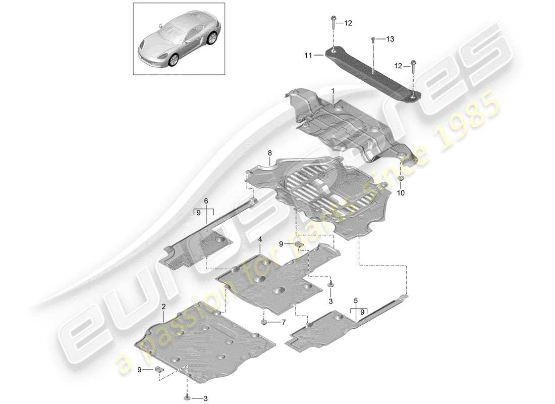 Porsche 718 Cayman (2017) LINING Part Diagram