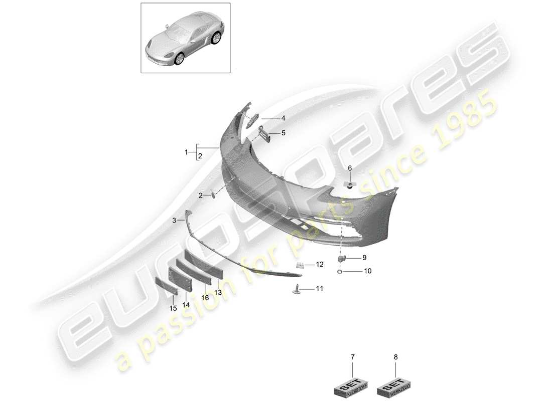 Porsche 718 Cayman (2017) BUMPER Part Diagram