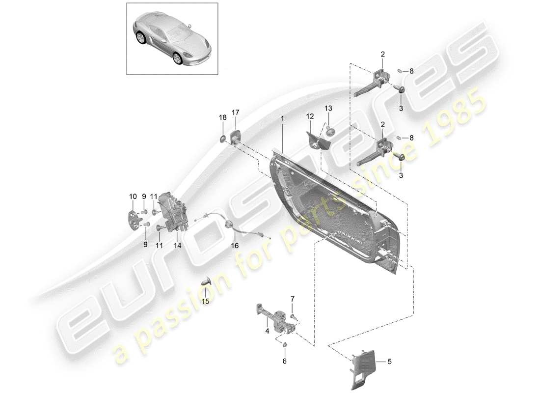 Porsche 718 Cayman (2017) DOOR SHELL Part Diagram