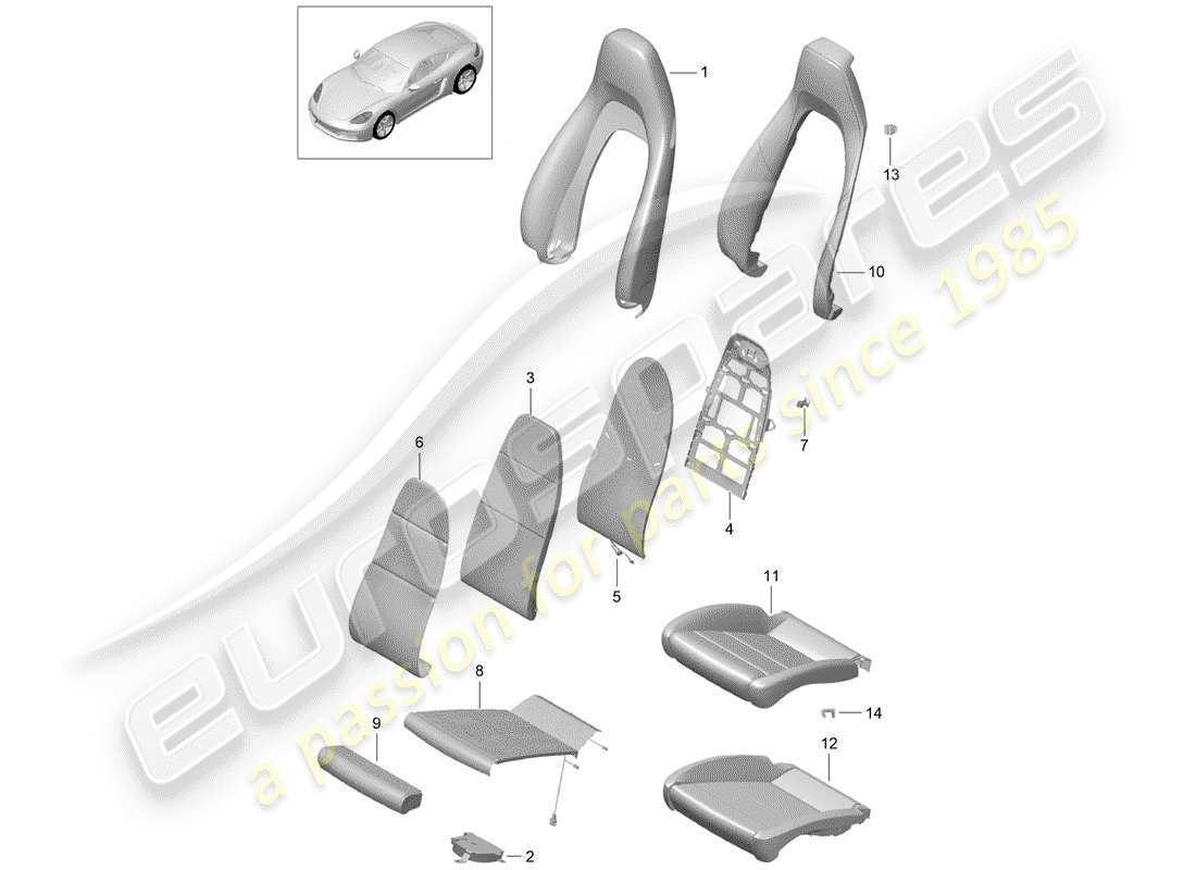 Porsche 718 Cayman (2017) foam part Part Diagram