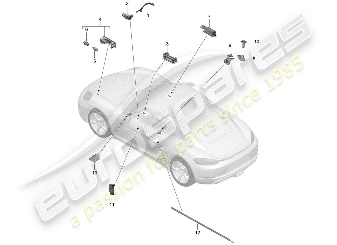 Porsche 718 Cayman (2017) interior lighting Part Diagram