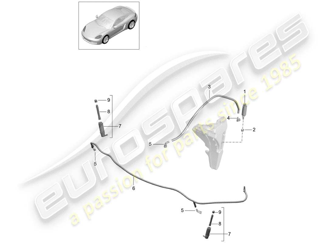 Porsche 718 Cayman (2017) HEADLIGHT WASHER SYSTEM Part Diagram