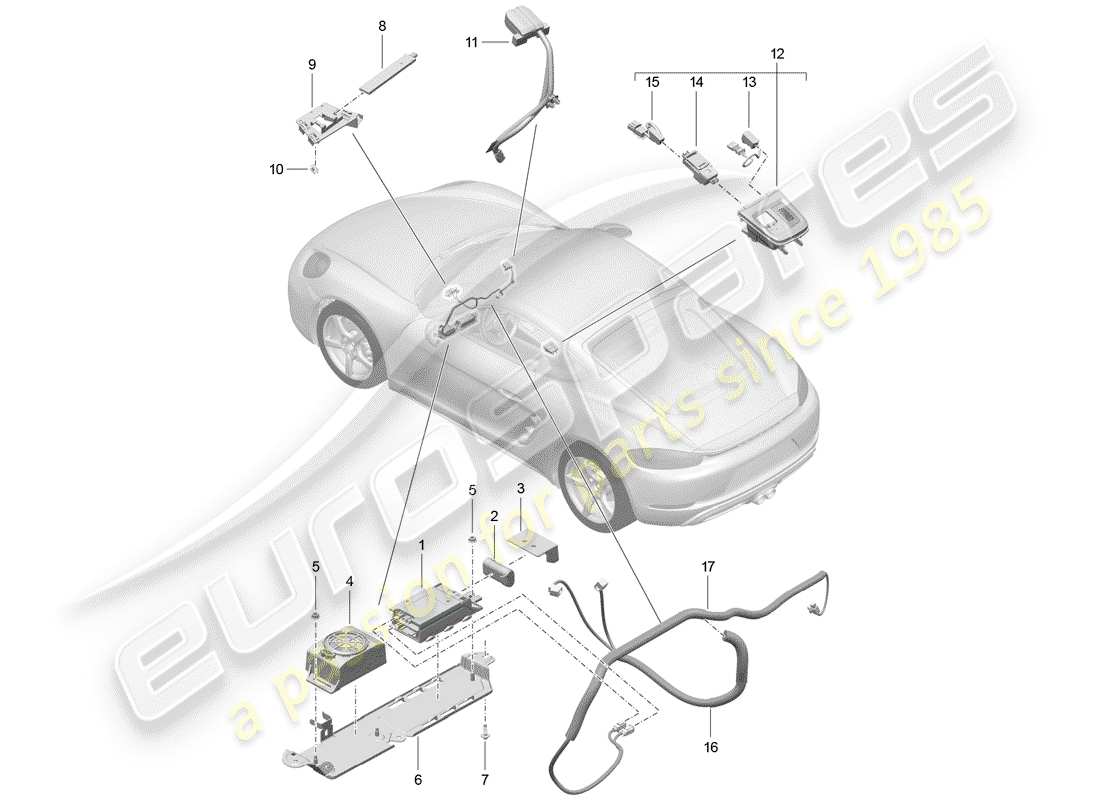 Porsche 718 Cayman (2017) for vehicles with telephone Part Diagram