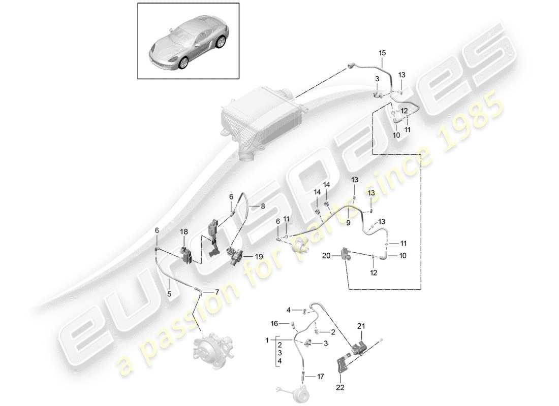 Porsche 718 Cayman (2018) control line Part Diagram
