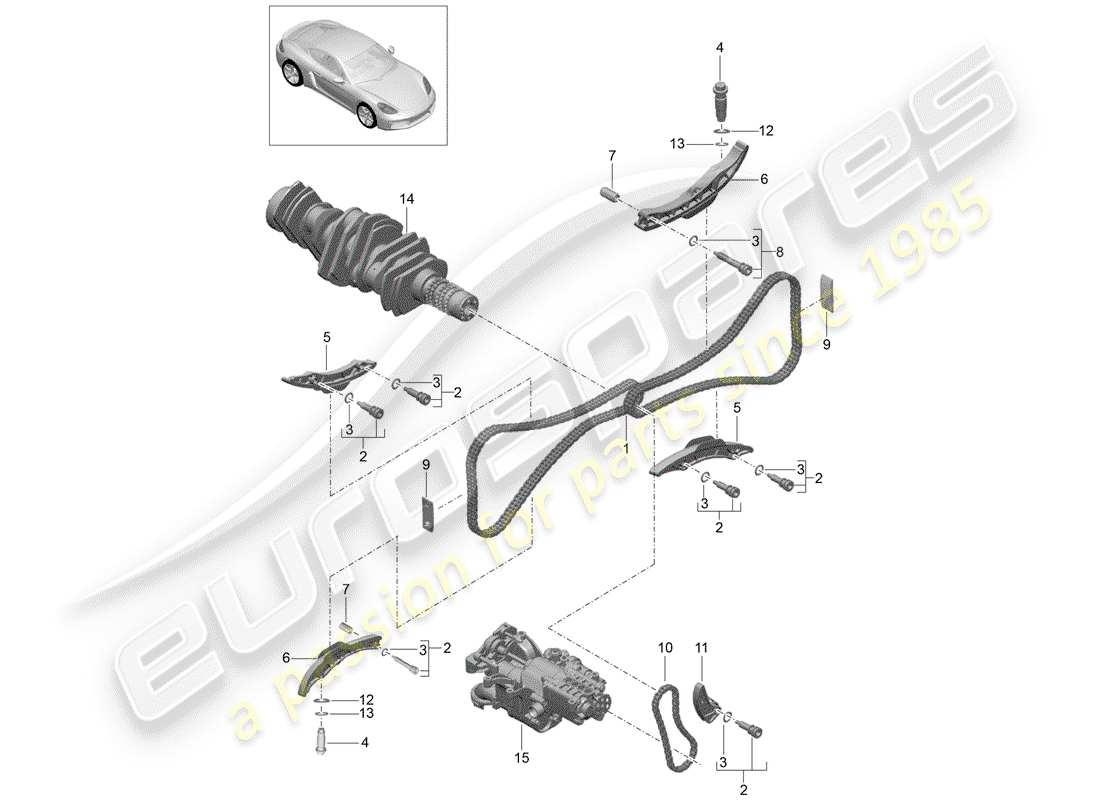 Porsche 718 Cayman (2019) TIMING CHAIN Part Diagram