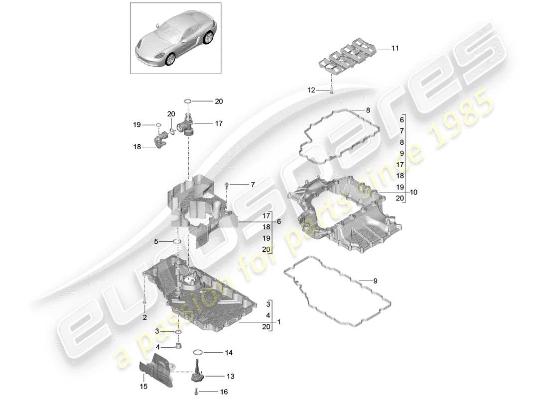 Porsche 718 Cayman (2019) ENGINE (OIL PRESS./LUBRICA.) Part Diagram