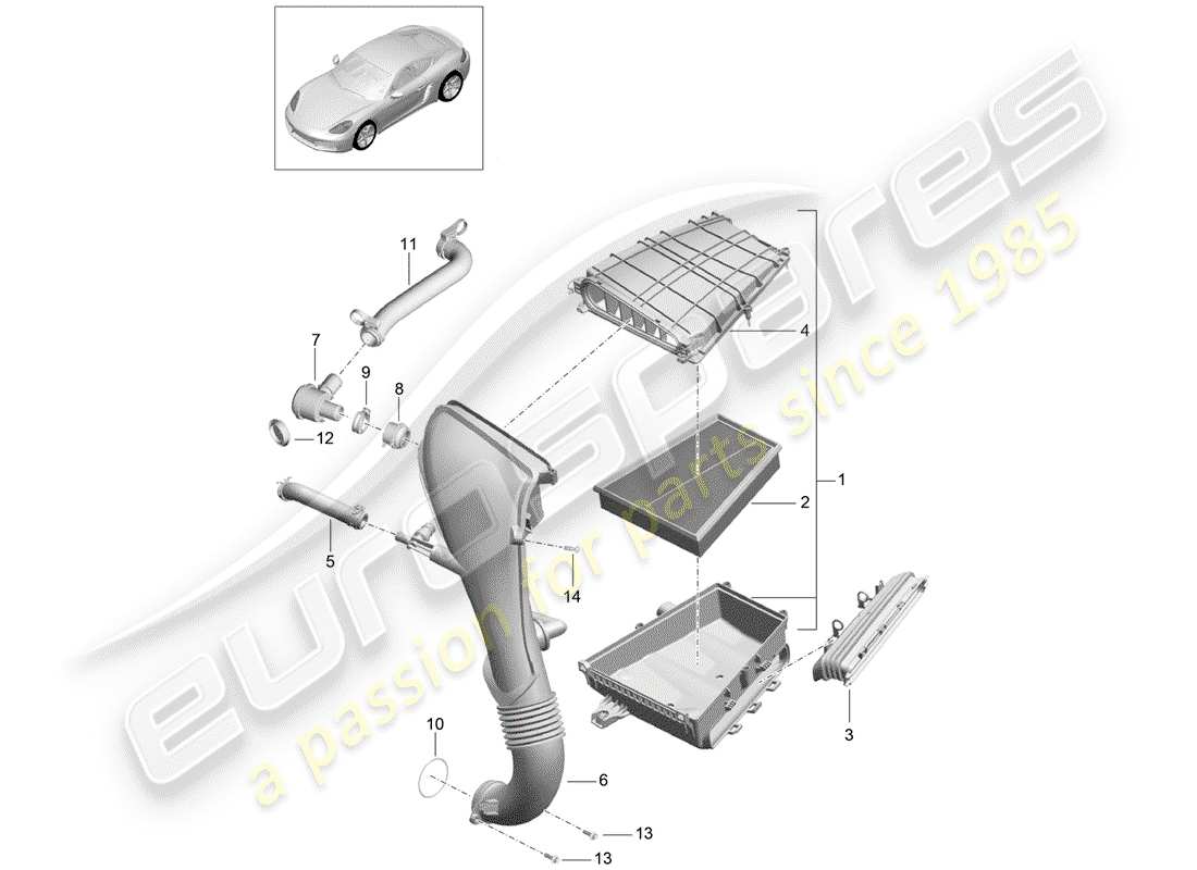 Porsche 718 Cayman (2019) AIR CLEANER Part Diagram