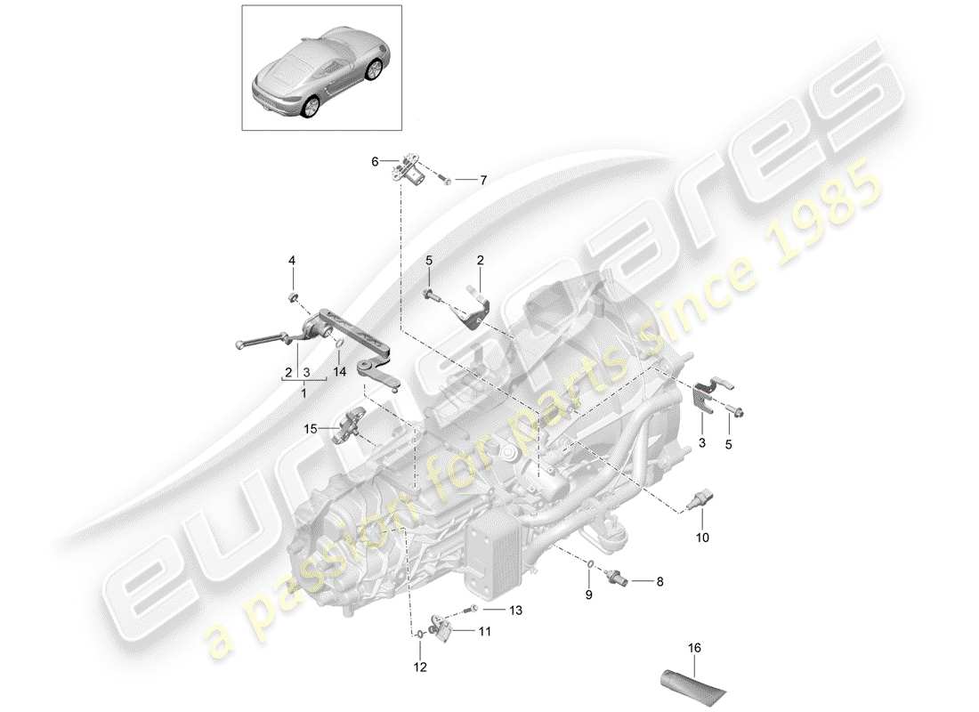 Porsche 718 Cayman (2019) MANUAL GEARBOX Part Diagram