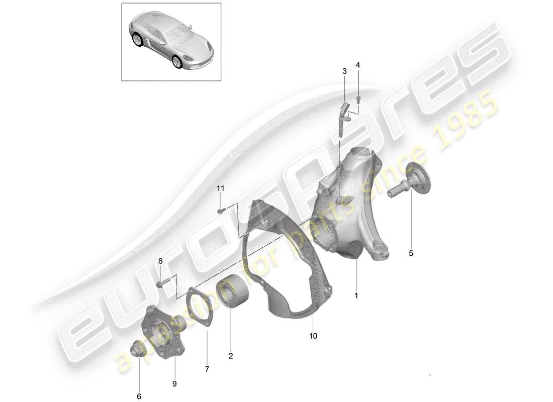 Porsche 718 Cayman (2019) wheel carrier Part Diagram