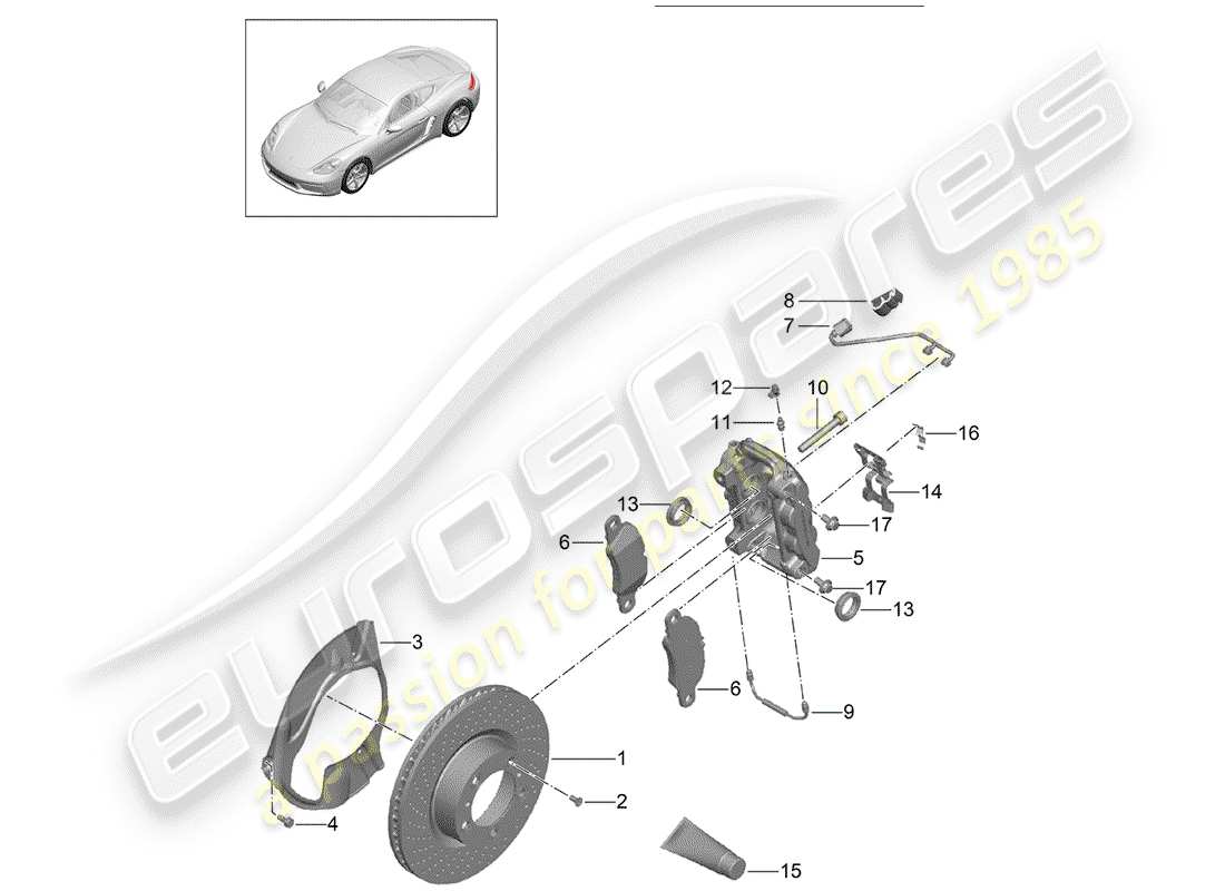 Porsche 718 Cayman (2019) disc brakes Part Diagram