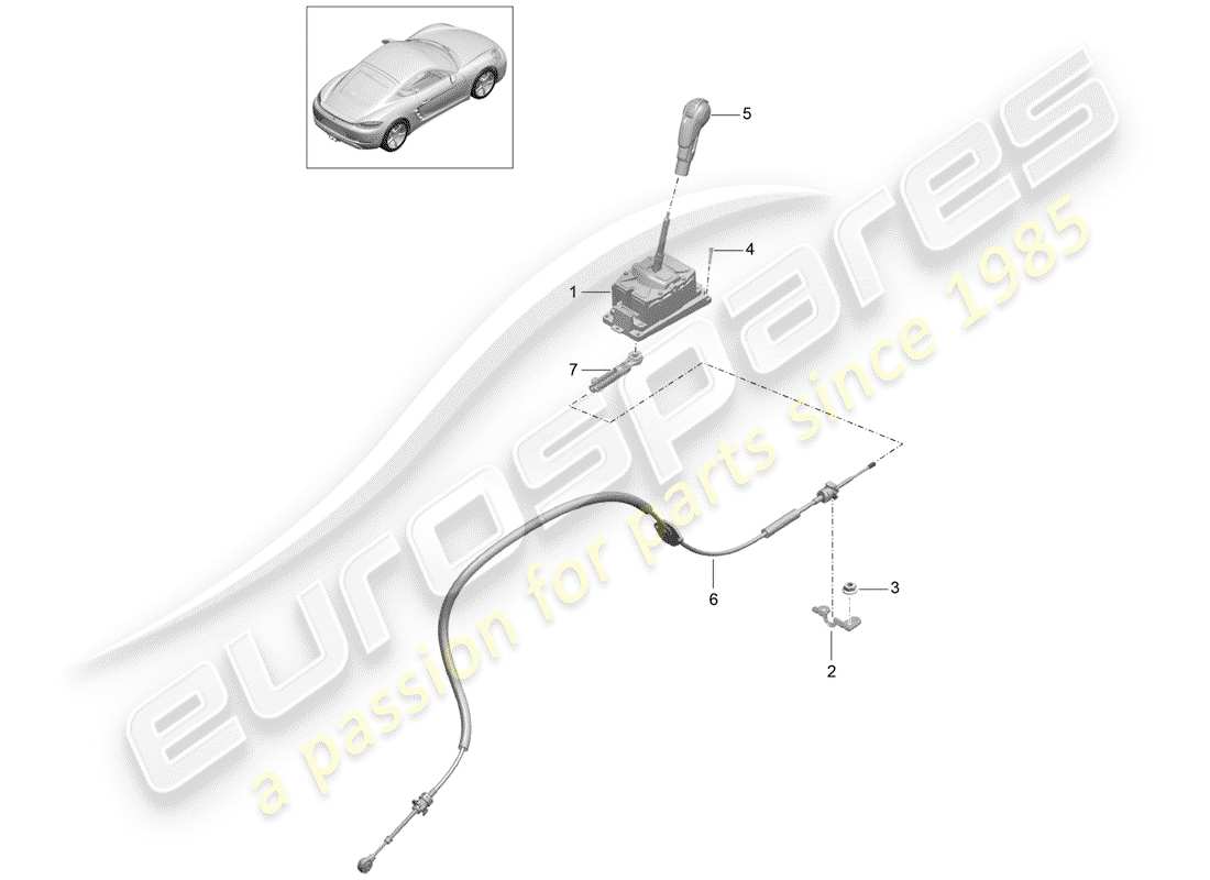 Porsche 718 Cayman (2019) selector lever Part Diagram