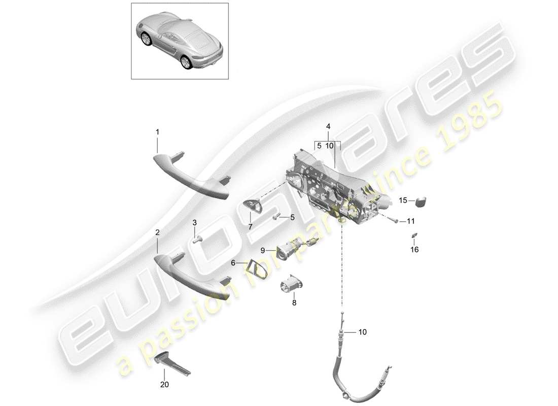 Porsche 718 Cayman (2019) DOOR HANDLE, OUTER Part Diagram