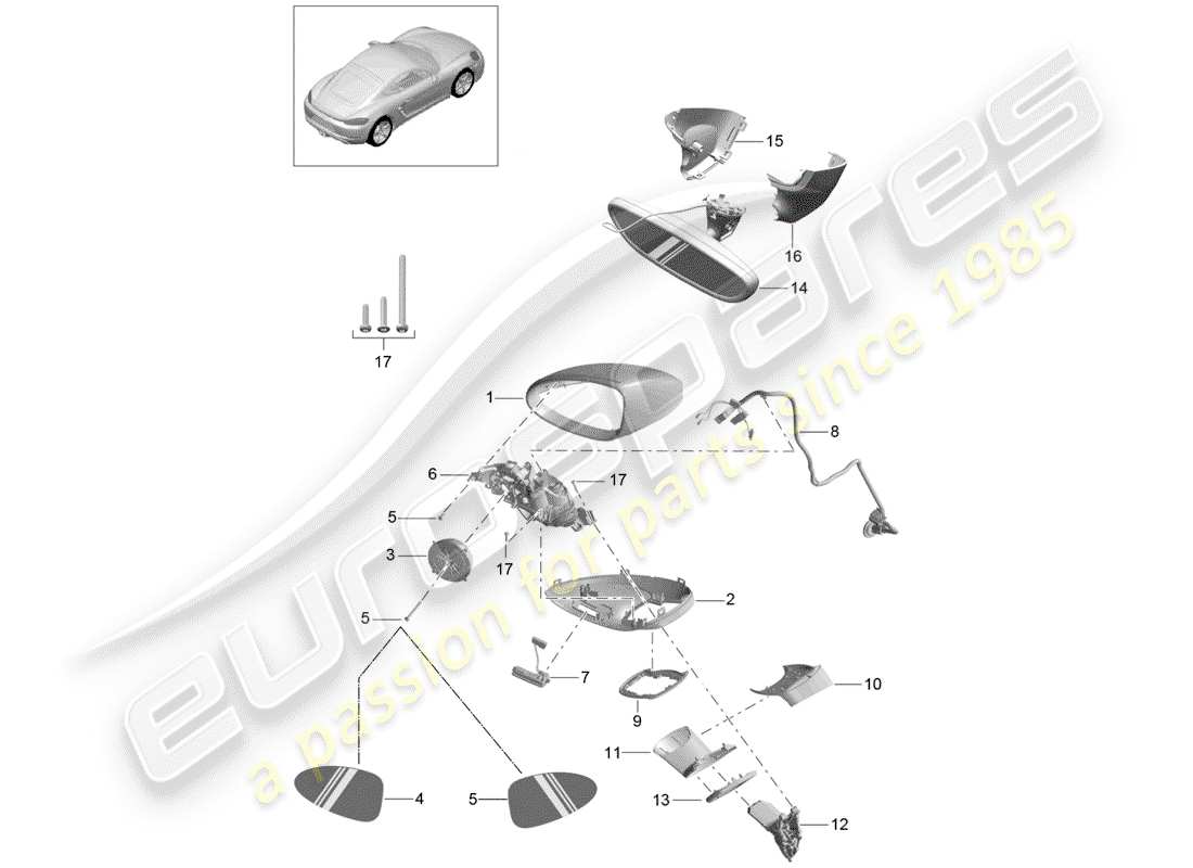 Porsche 718 Cayman (2019) REAR VIEW MIRROR Part Diagram