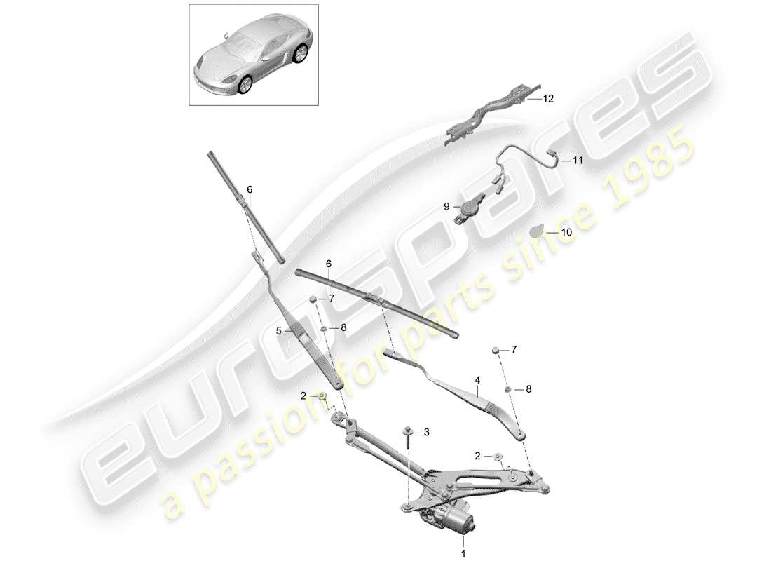 Porsche 718 Cayman (2019) WINDSHIELD WIPER SYSTEM COMPL. Part Diagram