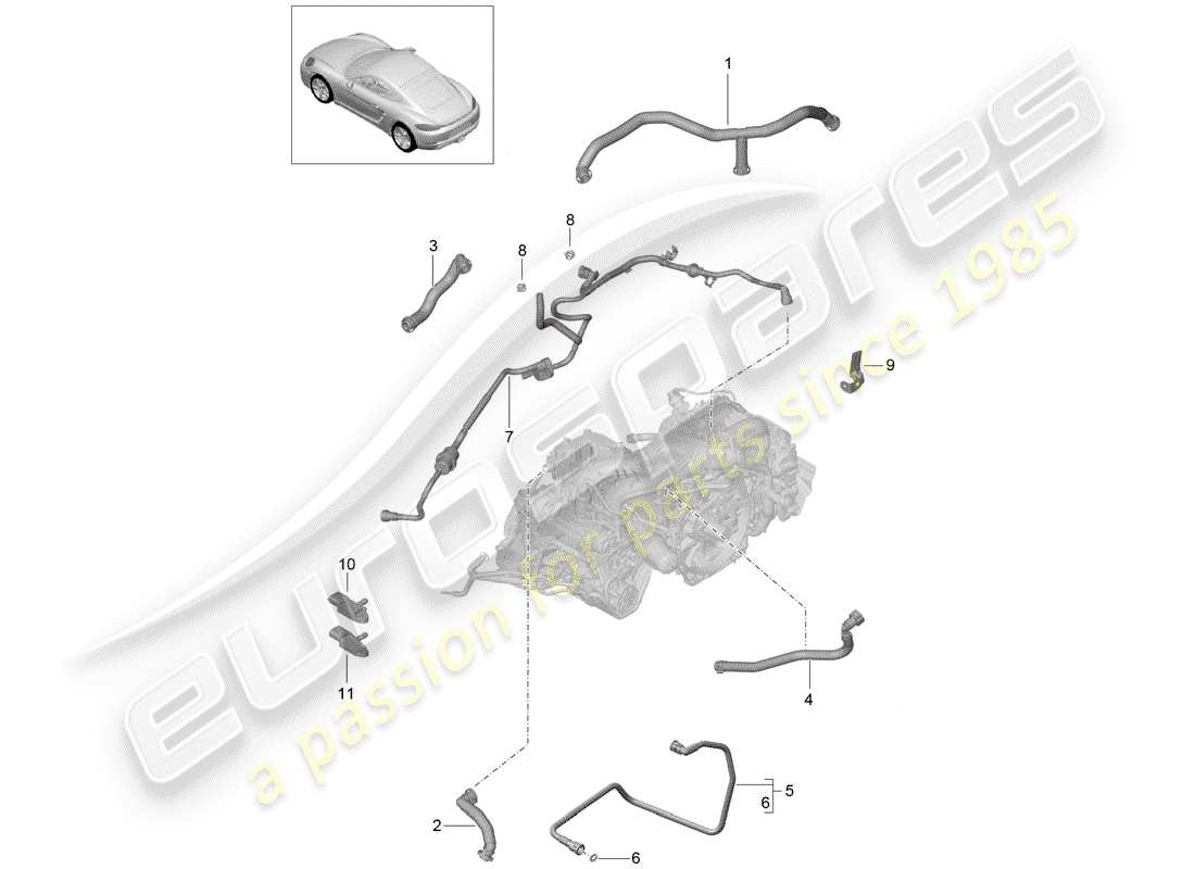 Porsche 718 Cayman (2020) crankcase Part Diagram