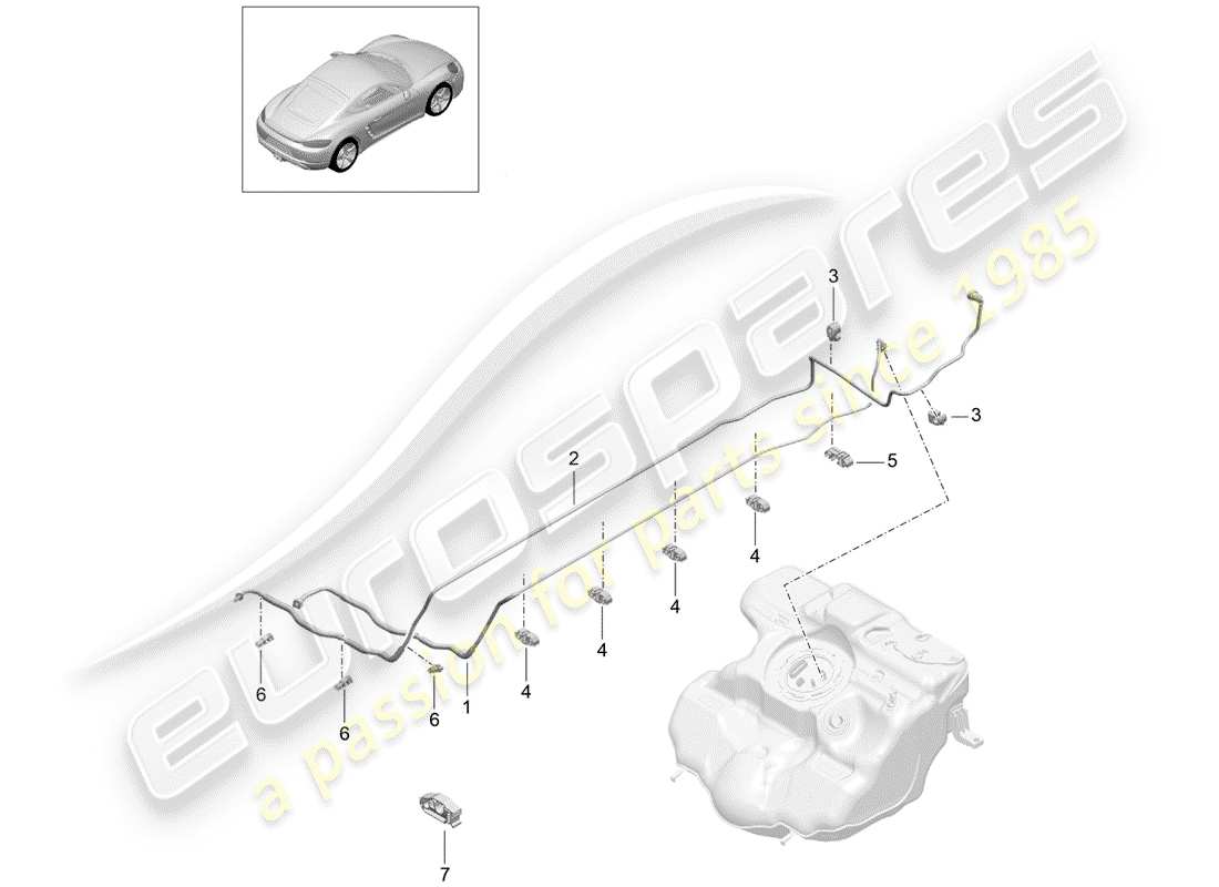 Porsche 718 Cayman (2020) FUEL LINE Part Diagram