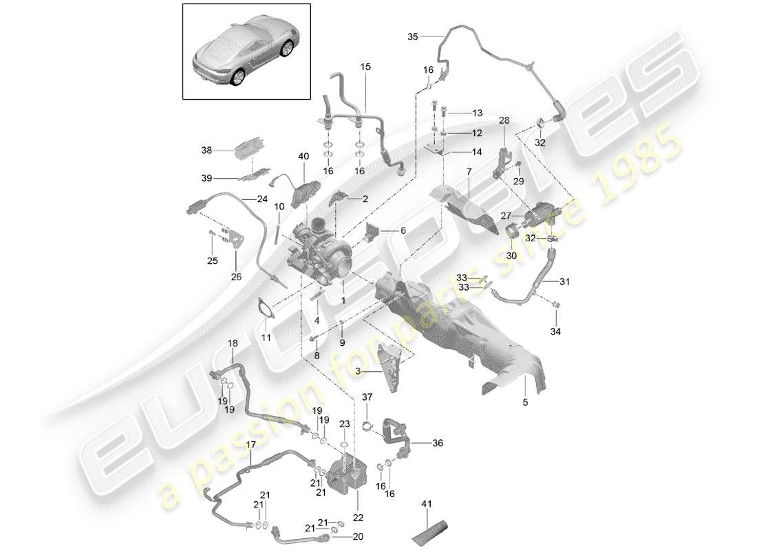 Porsche 718 Cayman (2020) EXHAUST GAS TURBOCHARGER Part Diagram
