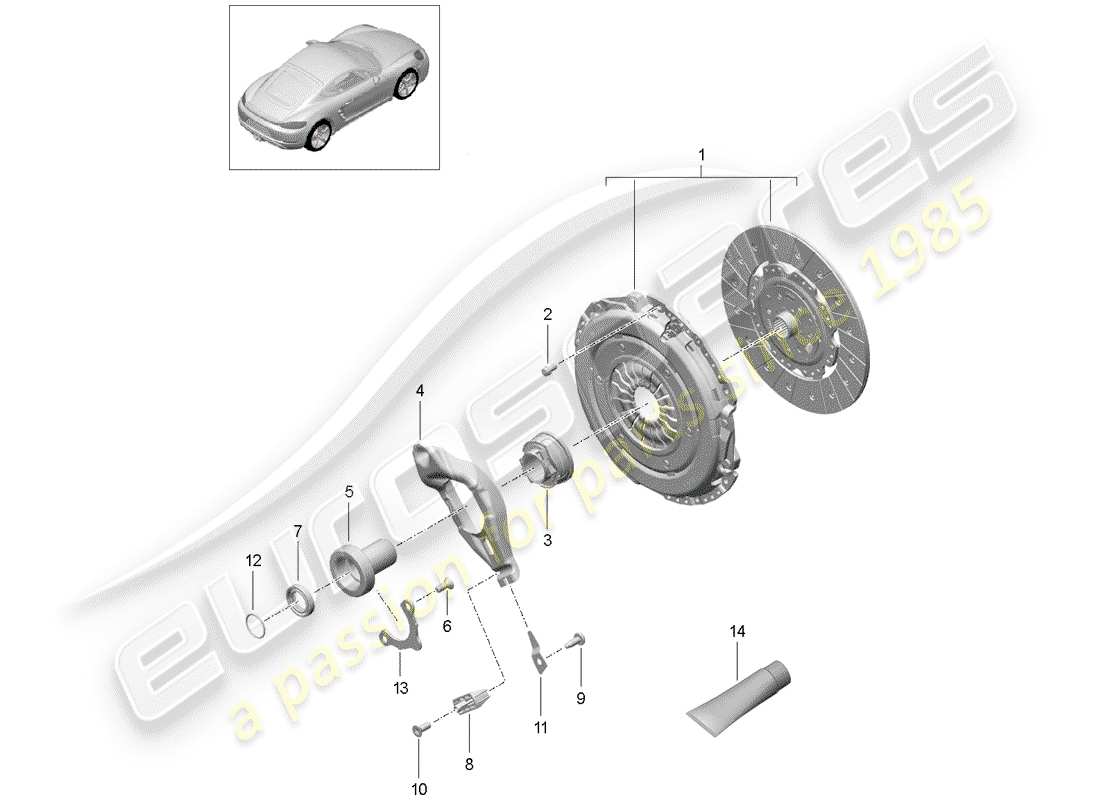 Porsche 718 Cayman (2020) clutch Part Diagram