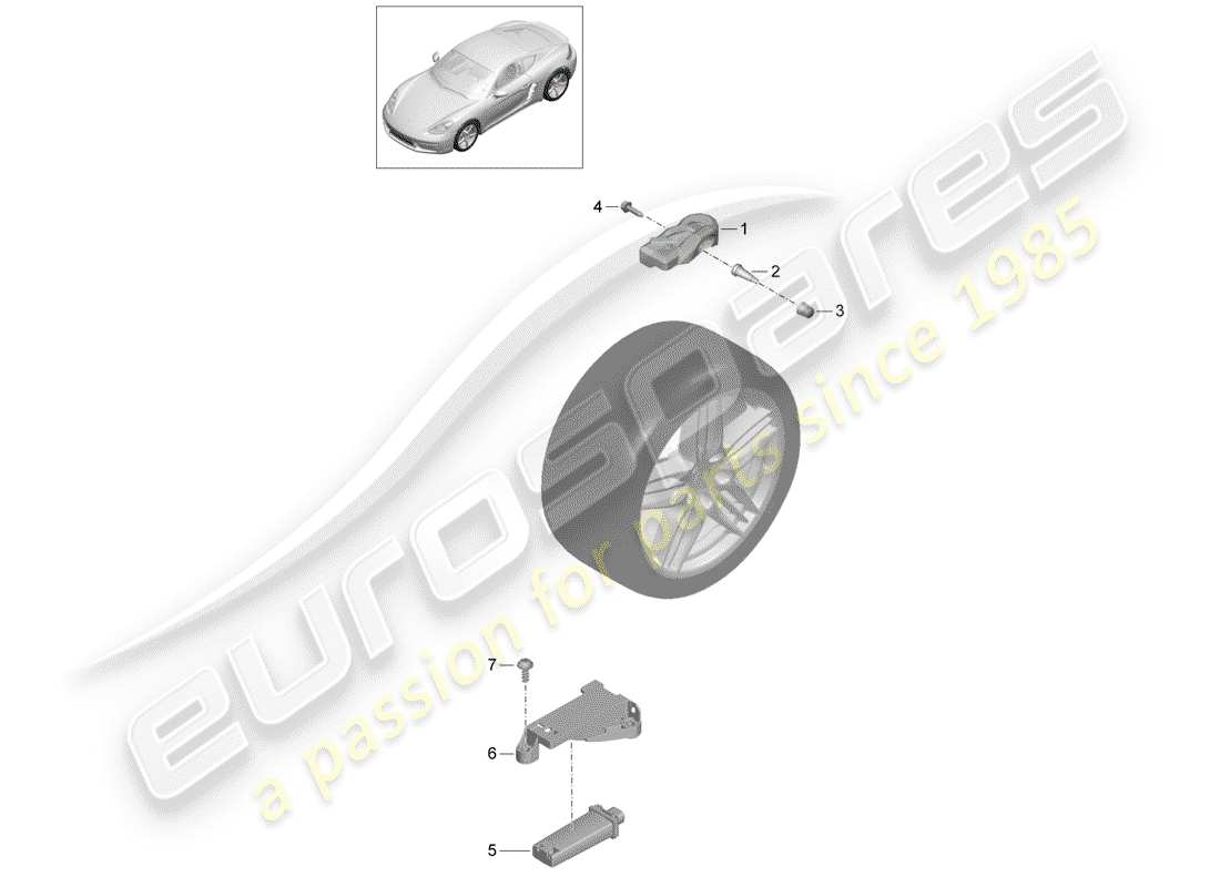 Porsche 718 Cayman (2020) TIRE PRESSURE CONTROL SYSTEM Part Diagram