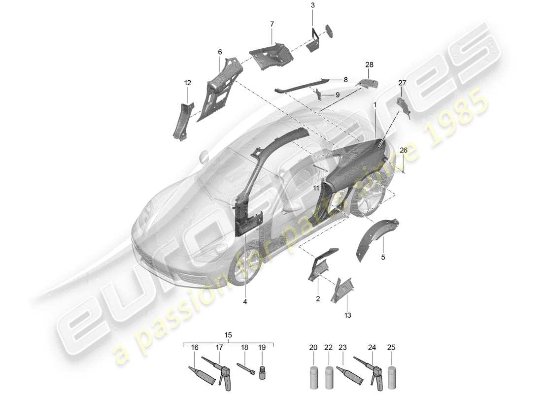 Porsche 718 Cayman (2020) SIDE PANEL Part Diagram