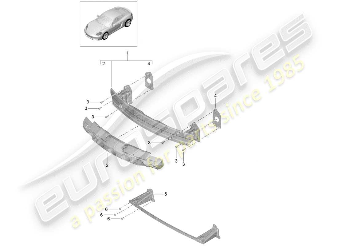Porsche 718 Cayman (2020) BUMPER BRACKET Part Diagram
