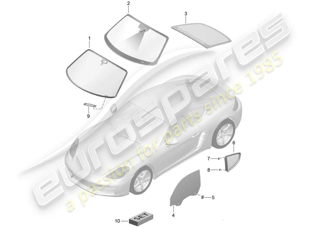 Porsche 718 Cayman (2020) WINDSHIELD GLASS Part Diagram