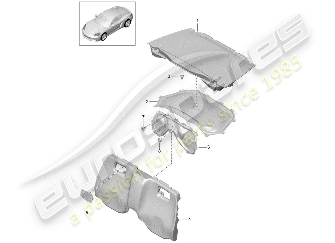 Porsche 718 Cayman (2020) trims Part Diagram