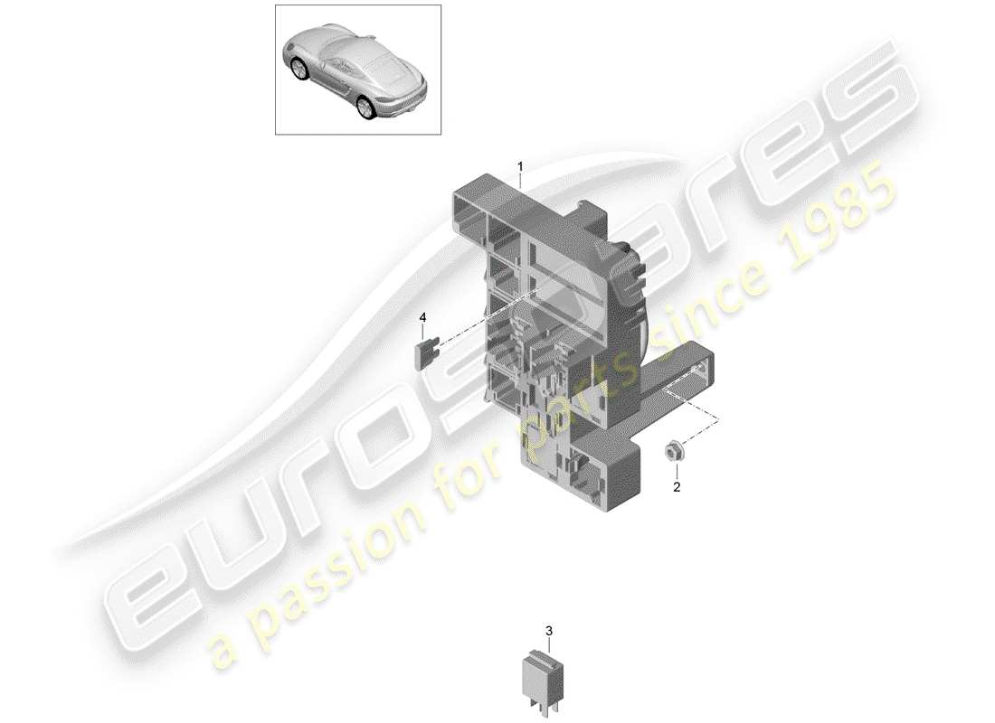 Porsche 718 Cayman (2020) fuse box/relay plate Part Diagram