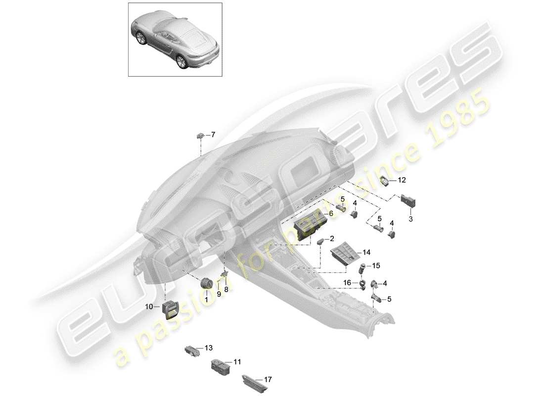 Porsche 718 Cayman (2020) SWITCH Part Diagram