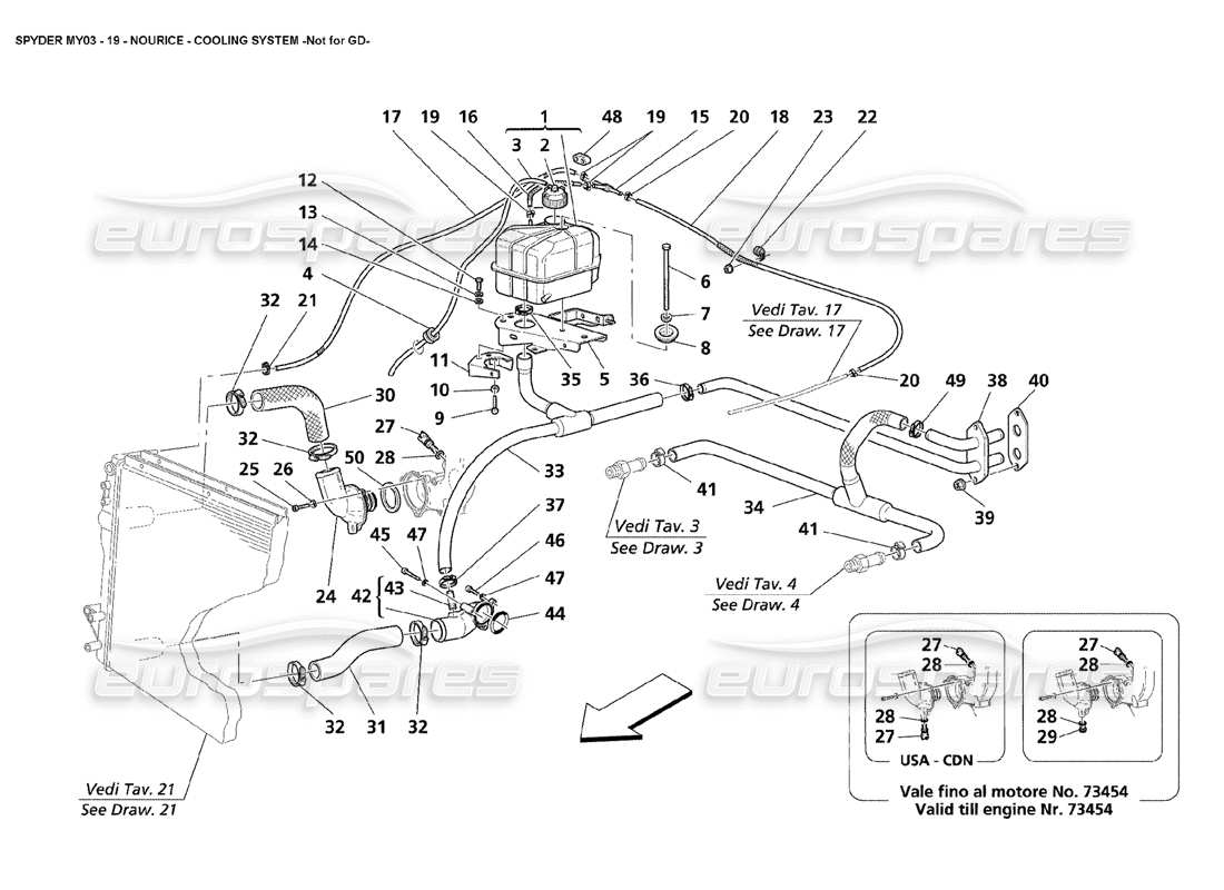 Maserati 4200 Spyder (2003) Nourice - Cooling System - Not for GD Part Diagram