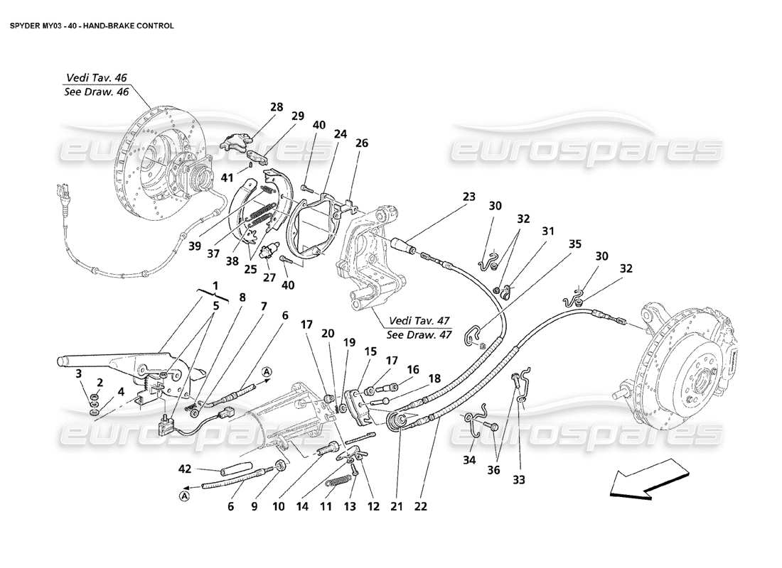 Maserati 4200 Spyder (2003) Hand - Brake Controls Parts Diagram