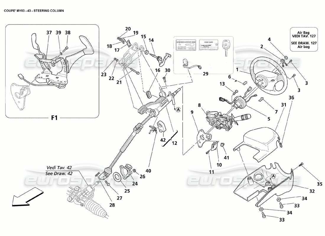 Maserati 4200 Spyder (2003) Steering Column Part Diagram