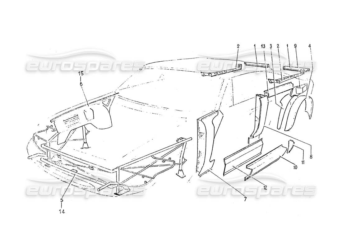 Ferrari 365 GT 2+2 (Coachwork) Frame work body Part Diagram