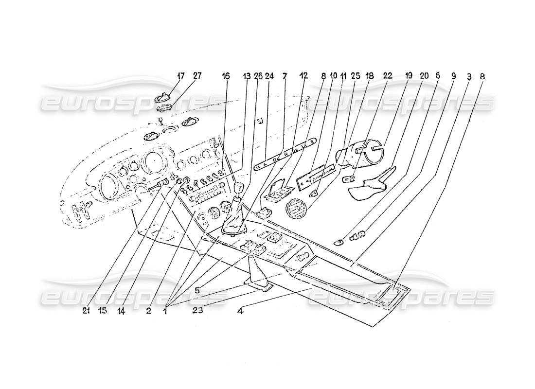 Ferrari 365 GT 2+2 (Coachwork) Interior switches - Air vents & Trim Part Diagram