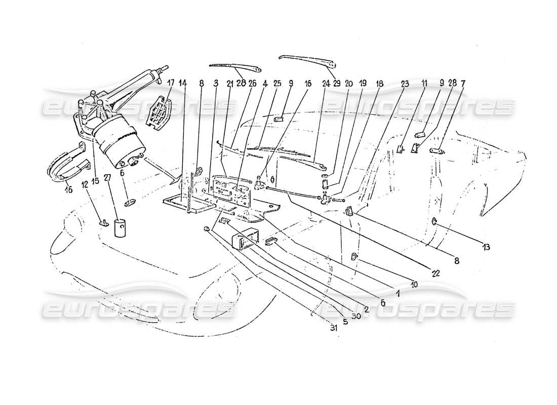 Ferrari 365 GT 2+2 (Coachwork) Electric Wipers Part Diagram