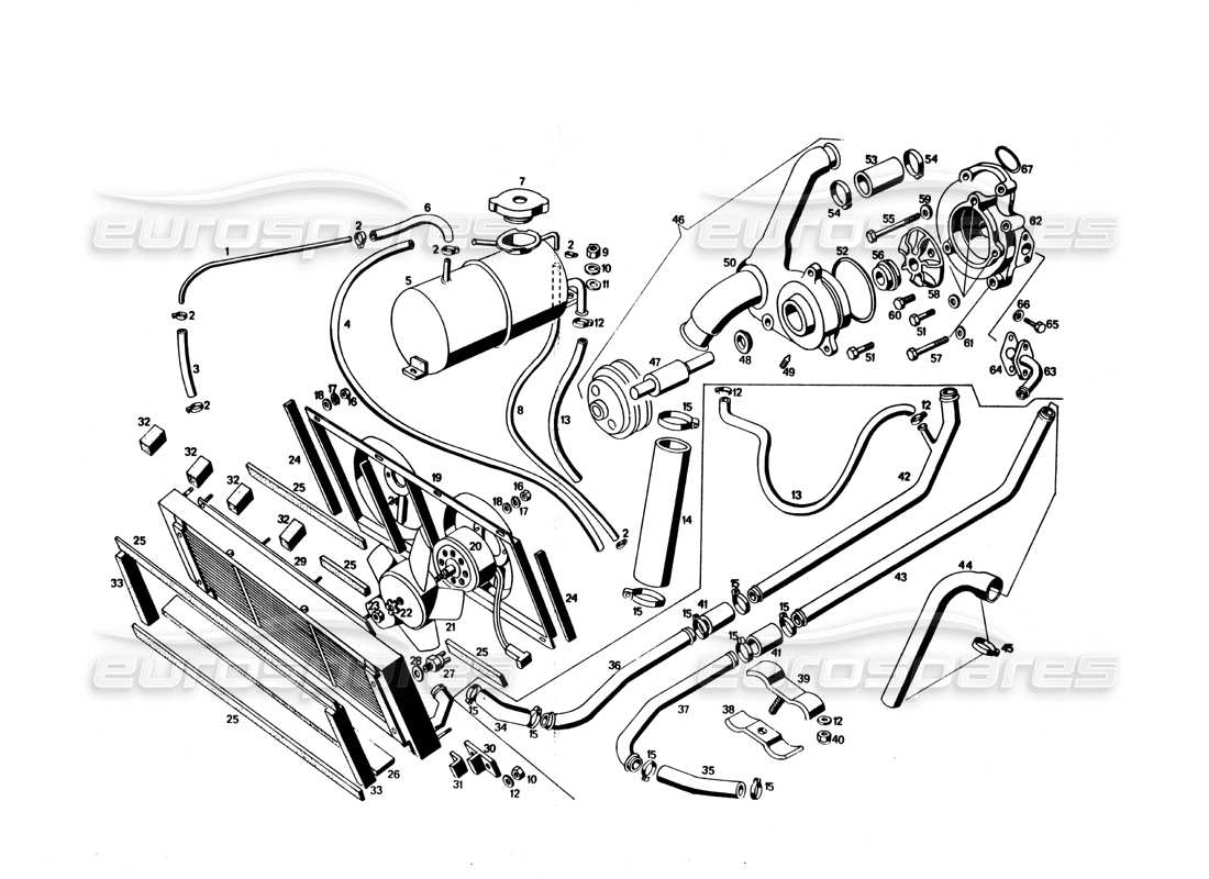 Maserati Bora engine cooling Part Diagram