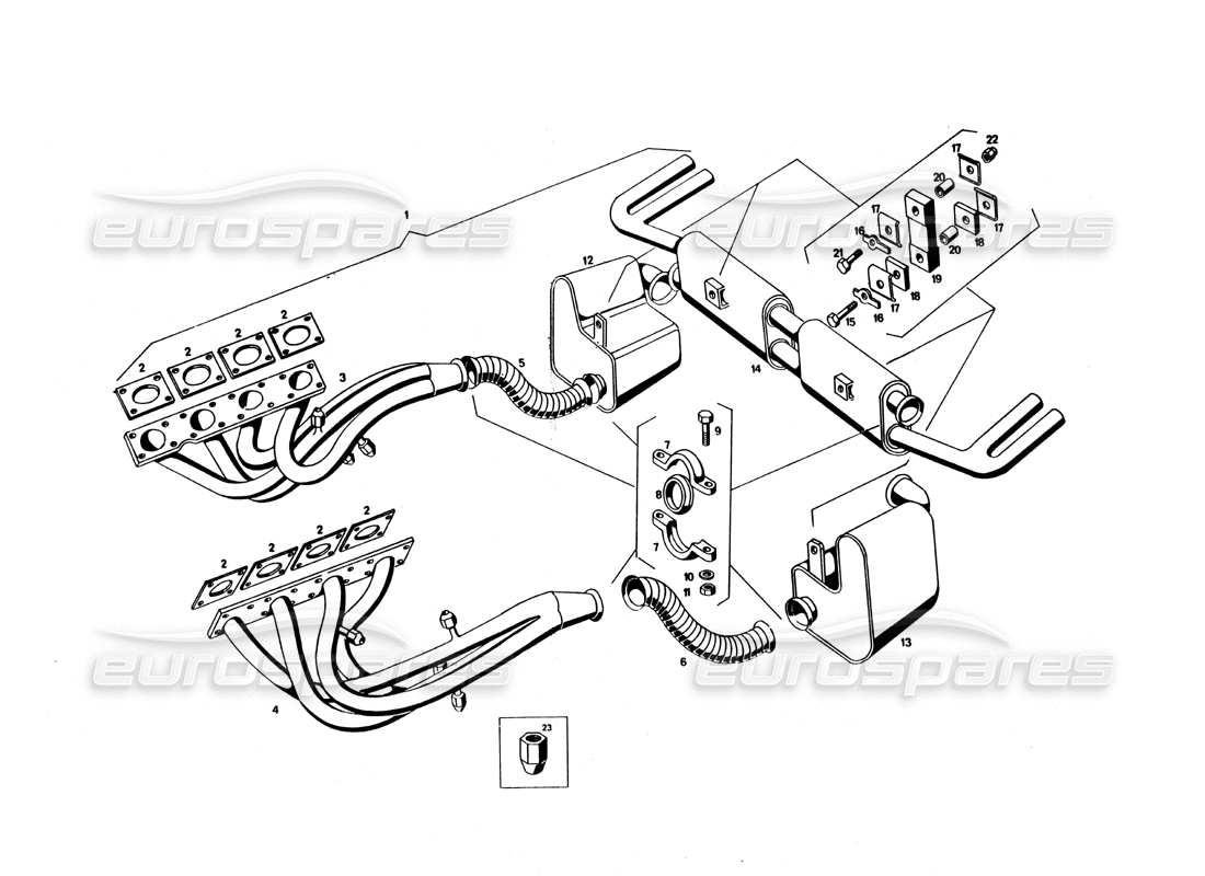Maserati Bora Exhaust pipes Part Diagram