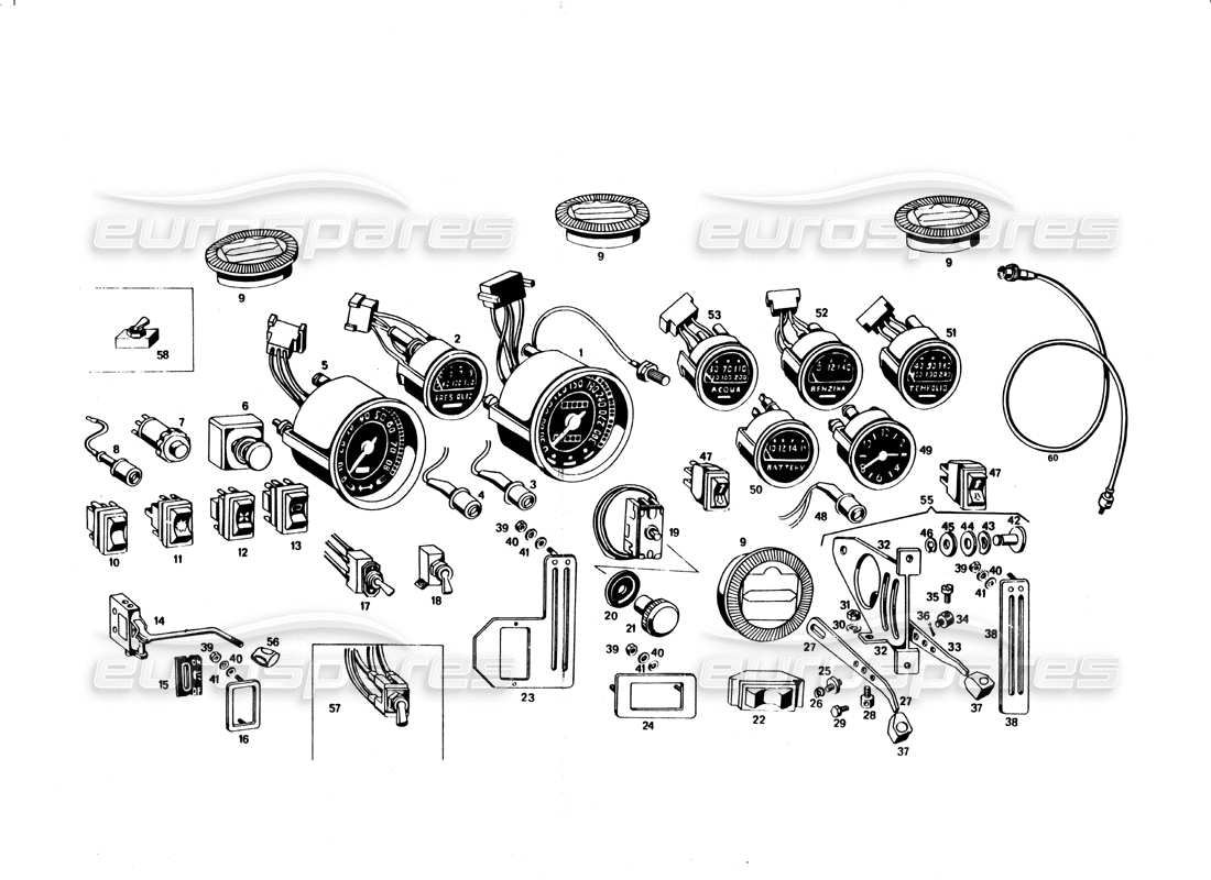 Maserati Bora dashboard instruments Part Diagram