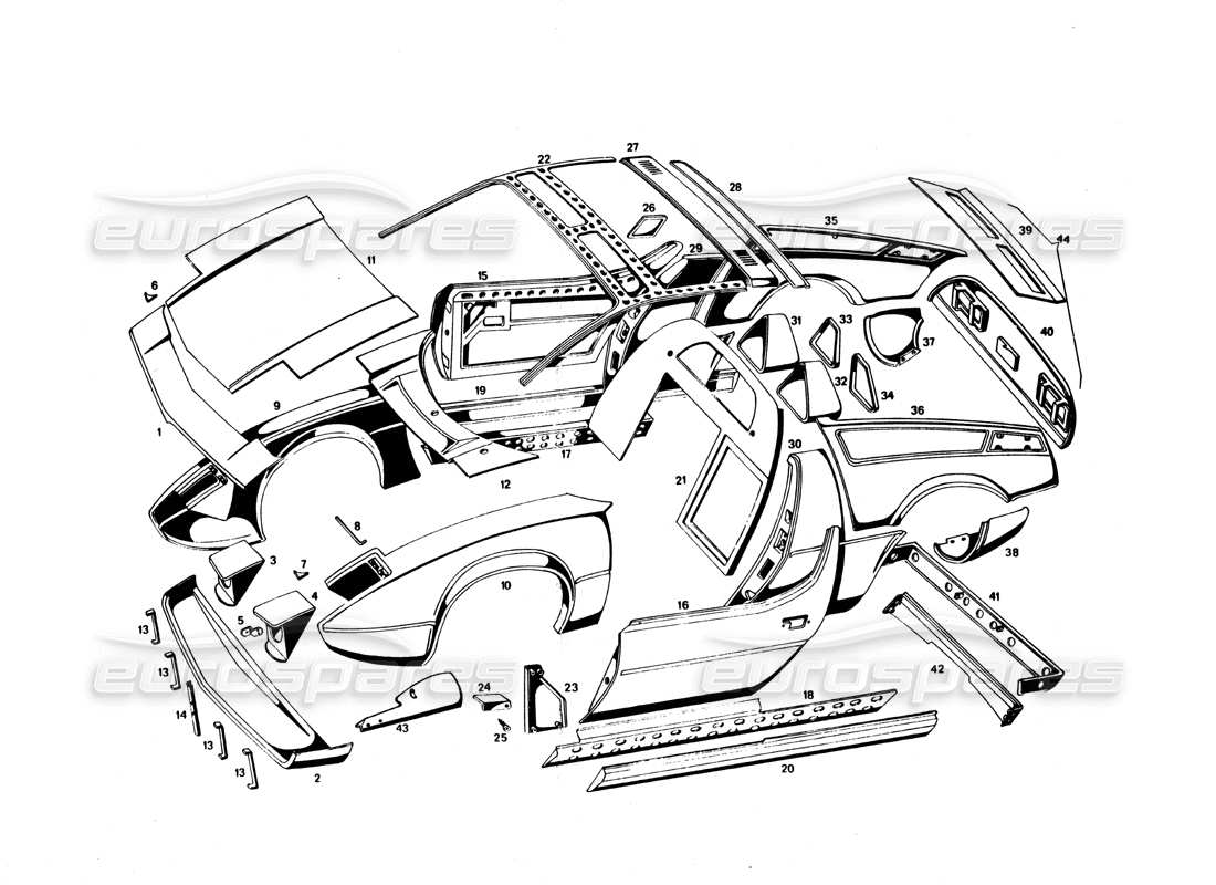 Maserati Bora Body Shell Part Diagram