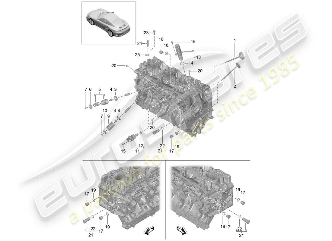 Porsche 991 Turbo (2015) CYLINDER HEAD Part Diagram