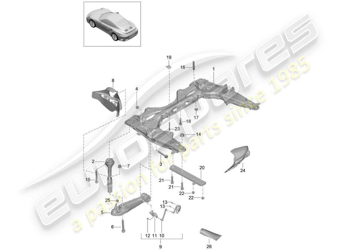 Porsche 991 Turbo (2015) CROSS MEMBER Part Diagram