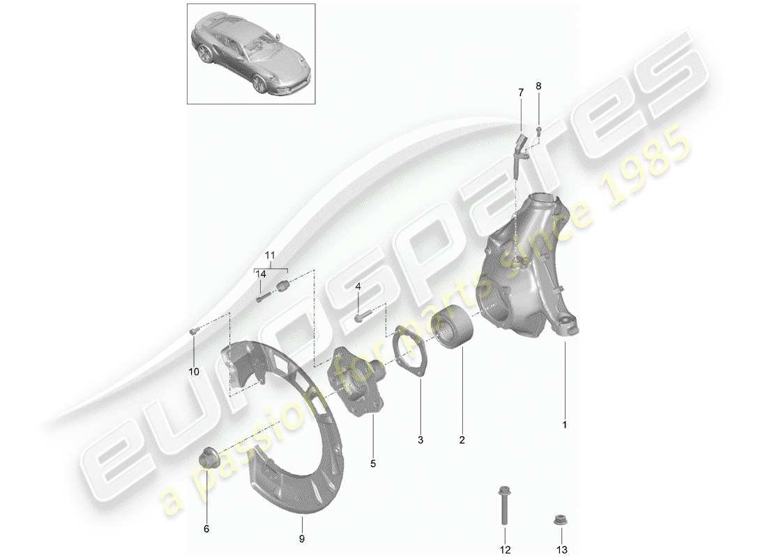 Porsche 991 Turbo (2015) wheel carrier Part Diagram