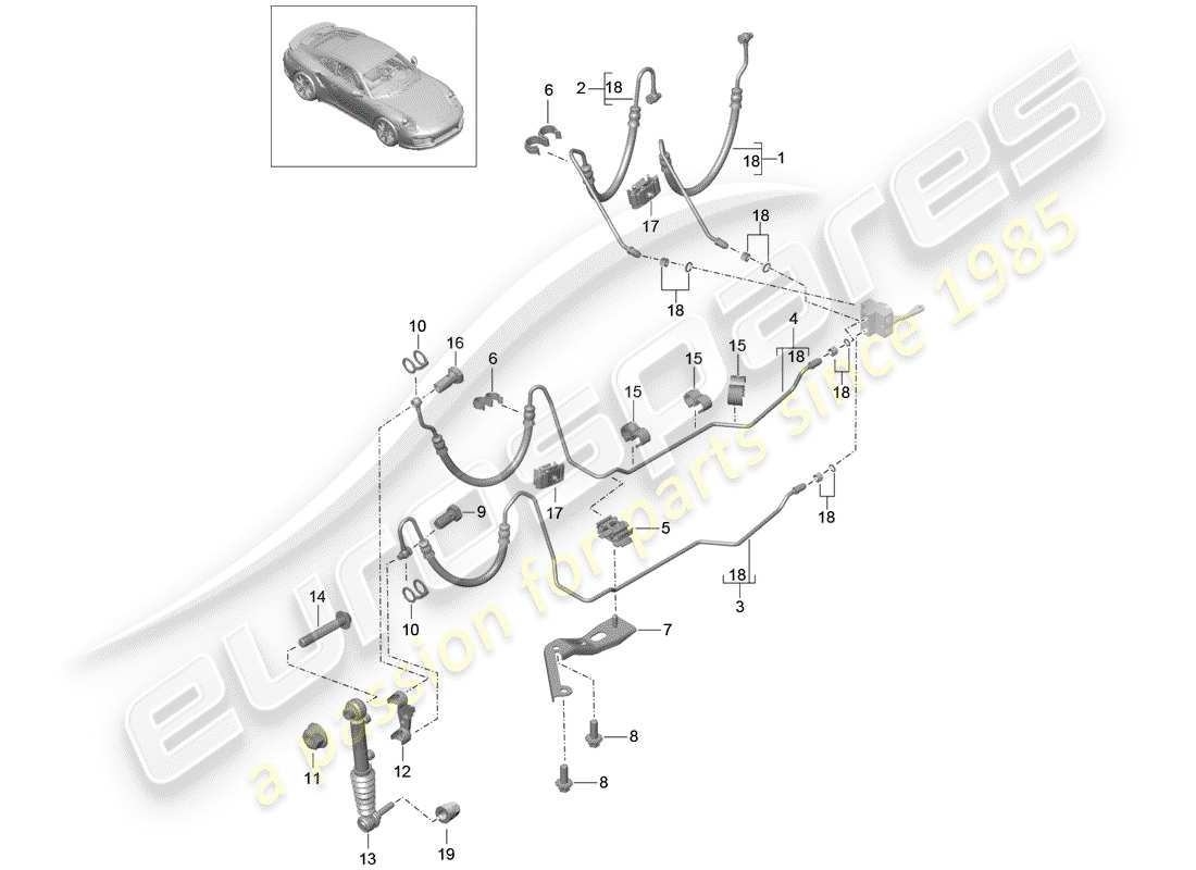 Porsche 991 Turbo (2015) hydraulic line Part Diagram