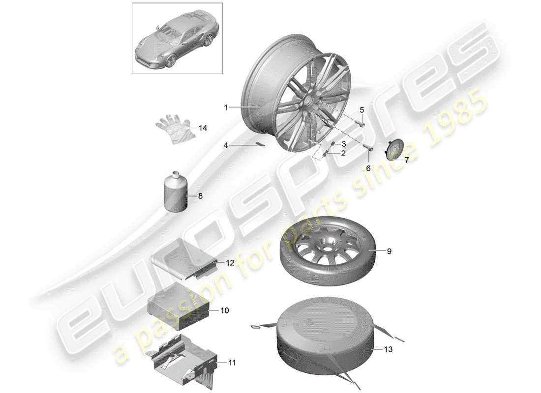 Porsche 991 Turbo (2015) ALLOY WHEEL Part Diagram
