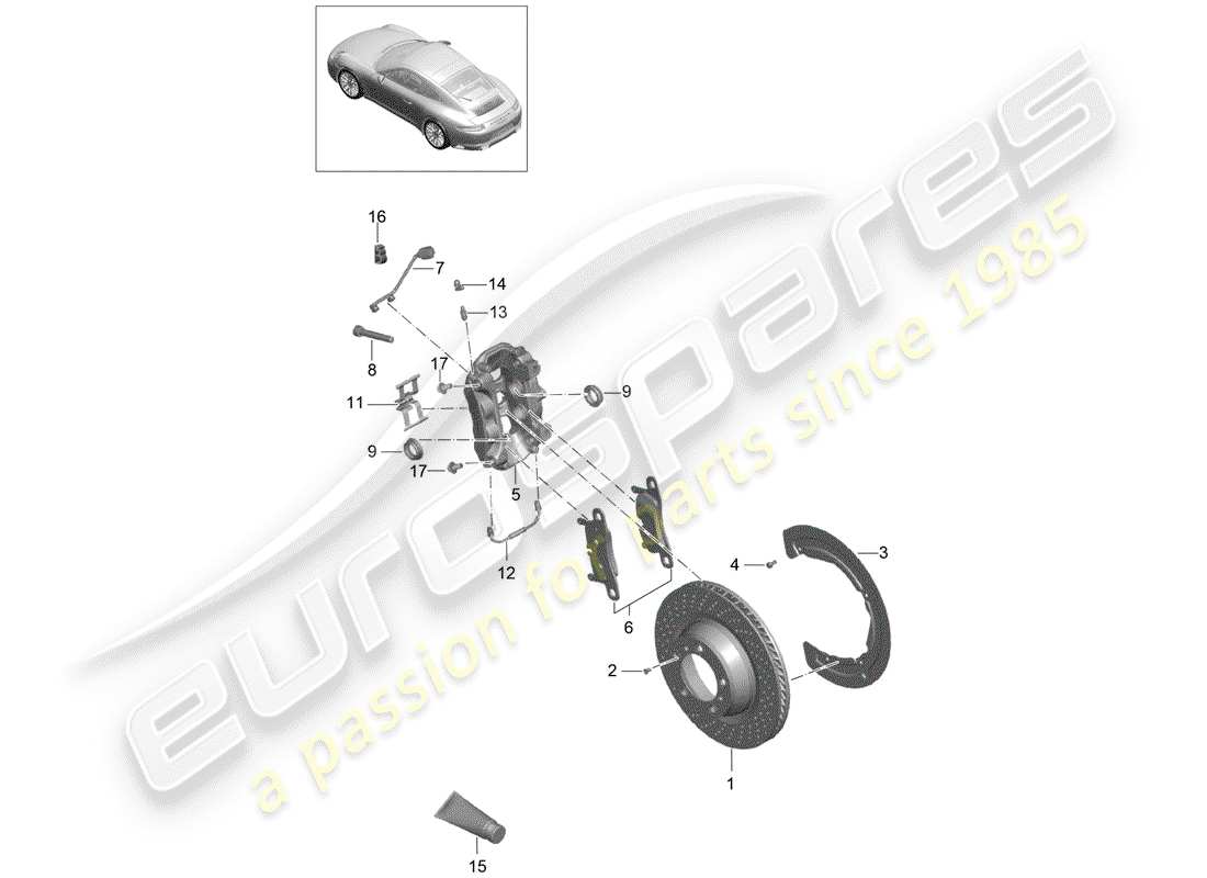 Porsche 991 Turbo (2015) disc brakes Part Diagram