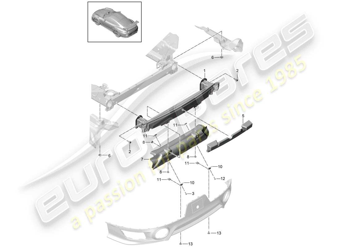 Porsche 991 Turbo (2015) BUMPER BRACKET Part Diagram
