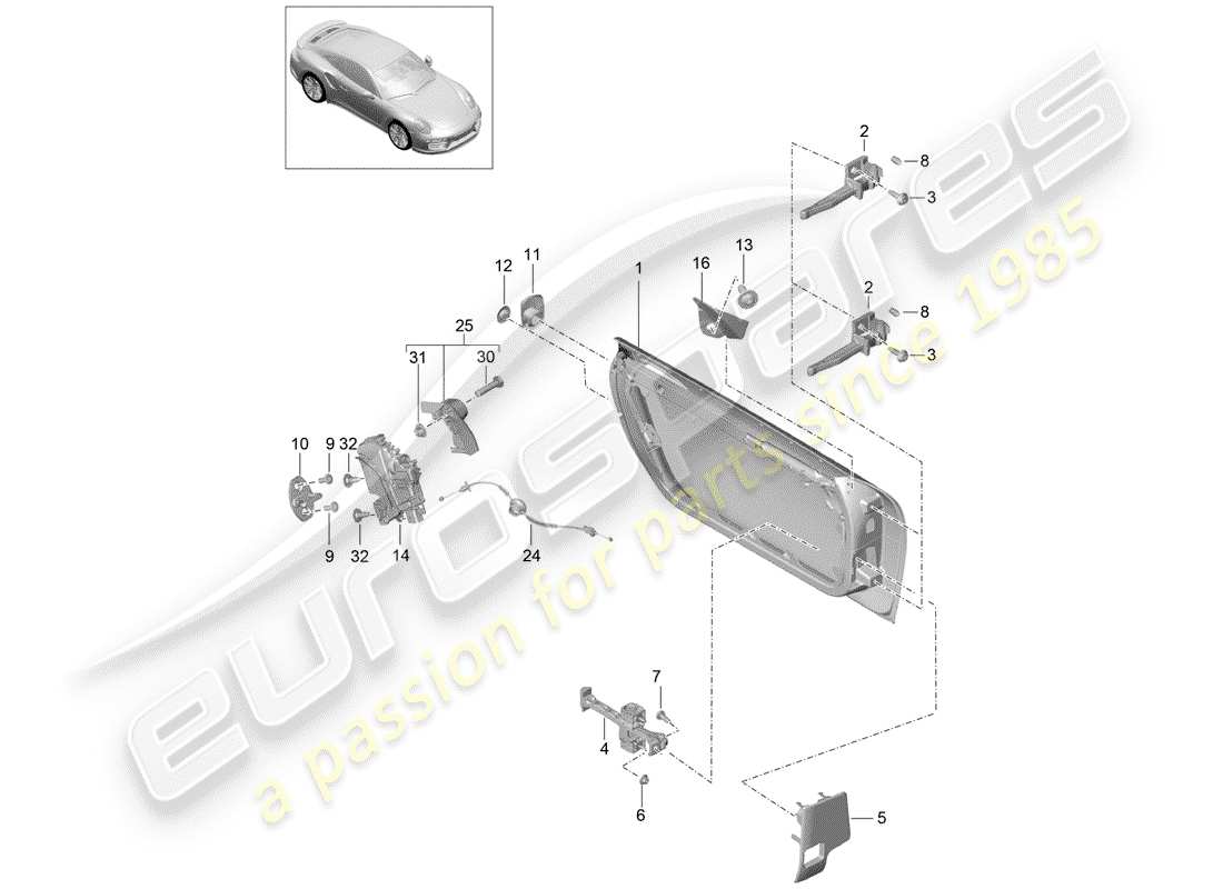 Porsche 991 Turbo (2015) DOOR SHELL Part Diagram