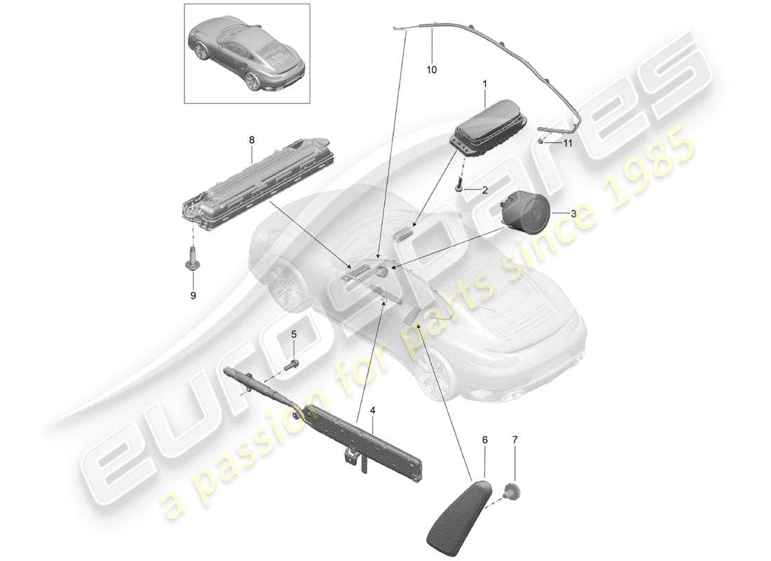 Porsche 991 Turbo (2015) AIRBAG Part Diagram